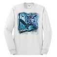 thumbnail image 2 of Wild Bobby, Owl Flying at Nihght In Front of the Moon Animal Lover Mens Long Sleeve Shirt, White, X-Large, 2 of 3