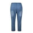 thumbnail image 5 of Women's Flattering High Waist Cropped Jeans, Stretch Slim Fit Denim Pants with Tummy Control & Casual Chic Style,Dark Blue 3XL, 5 of 5