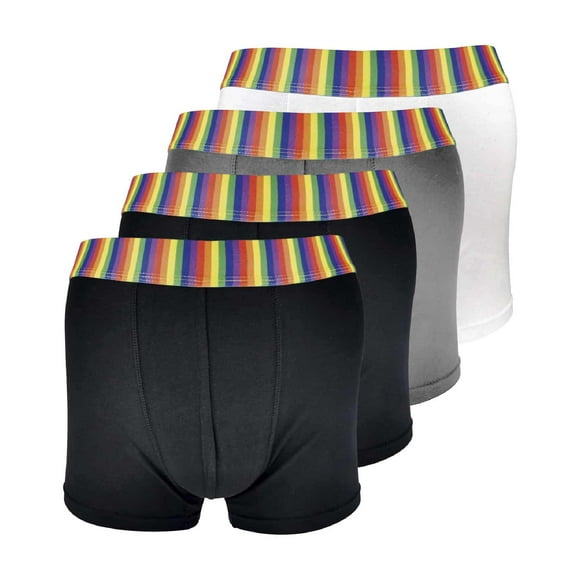 Sock Snob - 4 Pack Mens Multipack Soft Cotton Novelty Striped Rainbow Boxer Shorts Underwear