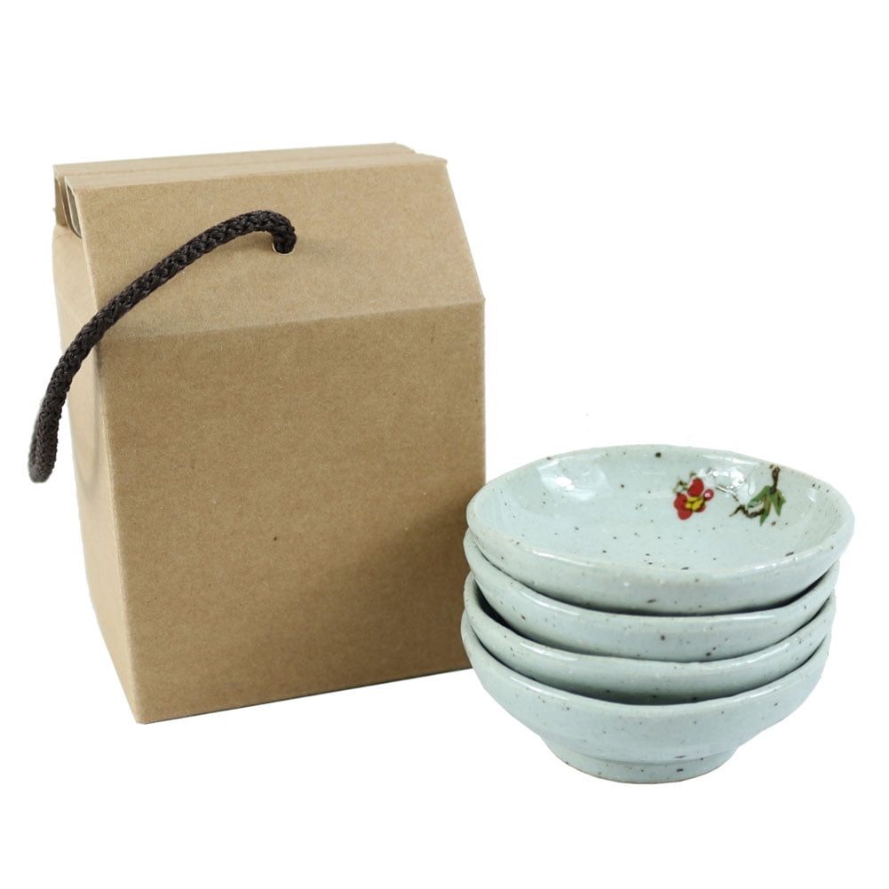 3.75 in Handmade Condiment Relish Dish Glazed Ceramic Dip Saucer Sauce Tray The Elixir Eco Green Set of 4