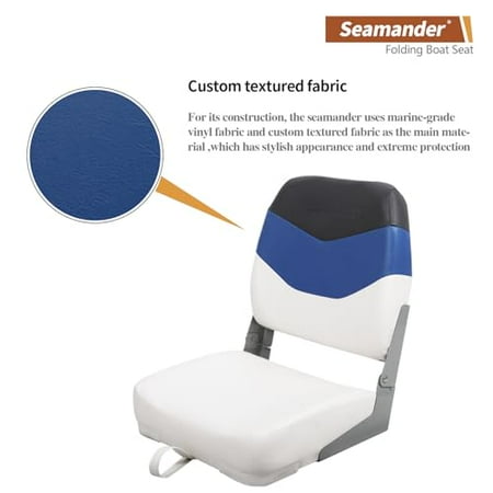 Seamander Low/High Back Boat Seat Folding Fishing Boat Seat 2 Packs (White/Pacific Blue&Dark Grey)