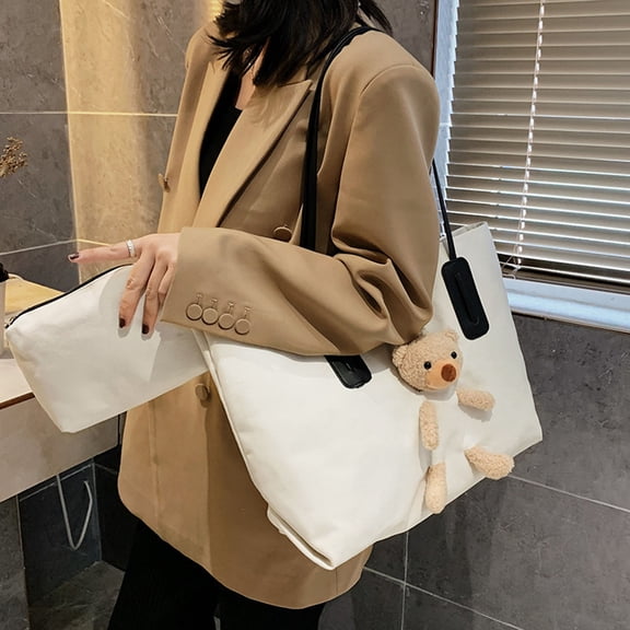 Cadorn Canvas Tote Shoulder Bag Large Capacity Bag for Women with Inner Pocket Black for Daily Commute, Shopping, Travel and Grocery