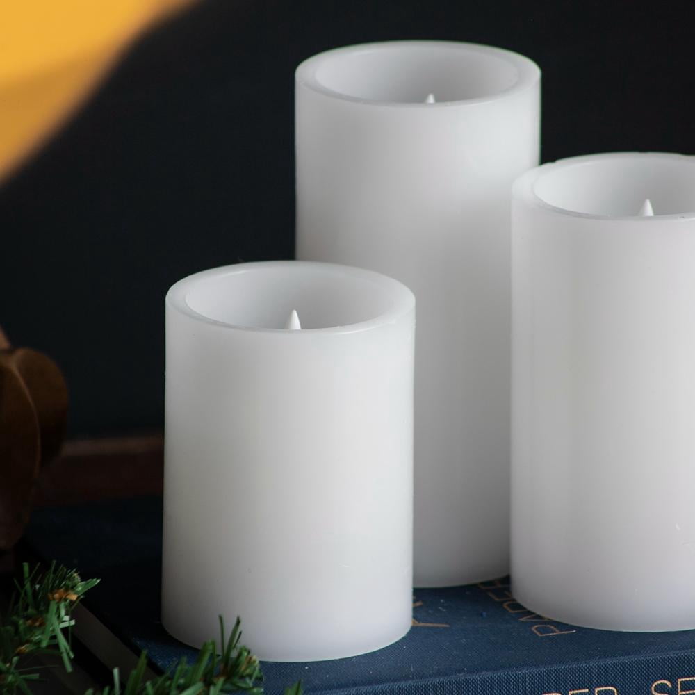Llinc Store 3 Pack Battery-Powered Flameless Pillar Candles White LED Candles with Remote Timer, Decorative Fake Candles for Room Fall Decor Wedding Christmas Decorations