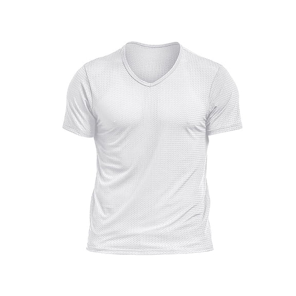 RUTAYY Men's T-Shirts Solid Color Mesh Athletic Tee Shirts Breathable Short Sleeve Hollow Out Knit Summer Workout Gym Sportswear Loose Fit Casual Tops Vacation Beach Tees