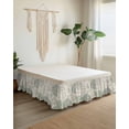 thumbnail image 2 of Sage Green Ocean Wrap Around Bed Skirts for Queen Bed 16" Drop,Bed Skirt with Adjustable Elastic Belt Dust Ruffle Bed Valance for Bedroom Hotel Coastal Grey Coral Starfish Shell Bed Frame Cover, 2 of 7