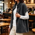 thumbnail image 7 of Kinrui Womens Fuzzy Fleece Vest Oversized Casual Warm Sherpa Jacket Sleeveless Button Down Outerwear with Pockets Solid Color Cap Sleeve Loose Fit Fall Winter Coats Gray M, 7 of 7