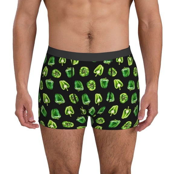 Mens Underwear Boxer Briefs - Bell Pepper green Comfort Breathable men's boxer briefs with Flex Waistband