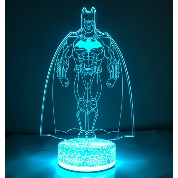 Batman 3d Night Light Multi Color Changing Illusion Lamp For Children Kids Girls Boys Marvel Fan Gift Christmas Birthday Best Gifts Com - Batman Light Home Decor