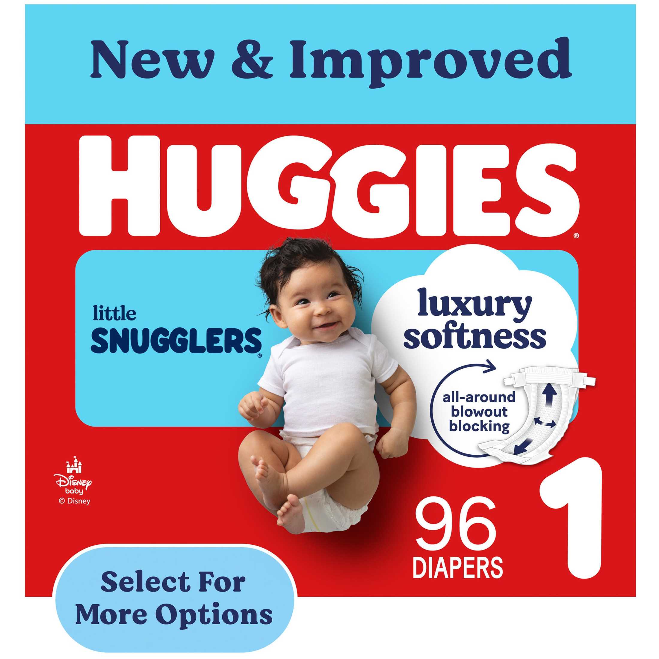 Huggies Little Snugglers Baby Diapers, Size 1 (8-14 lbs), 96 Count (Select for More)