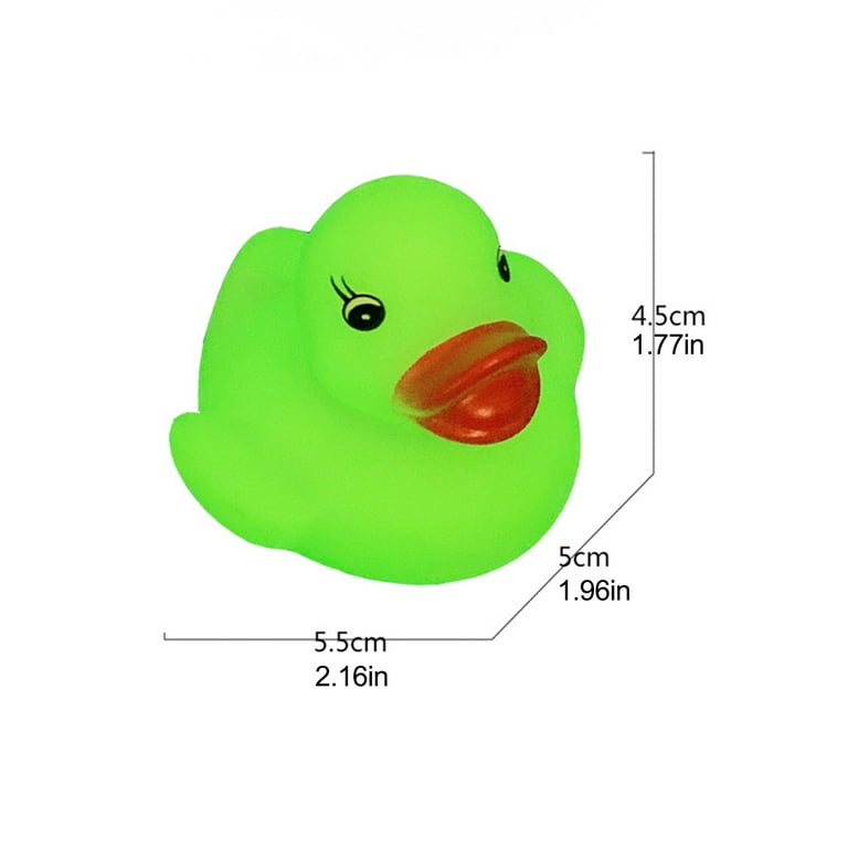 16 Pcs Glow in The Dark Rubber Ducks, Float and Squeak Small Green