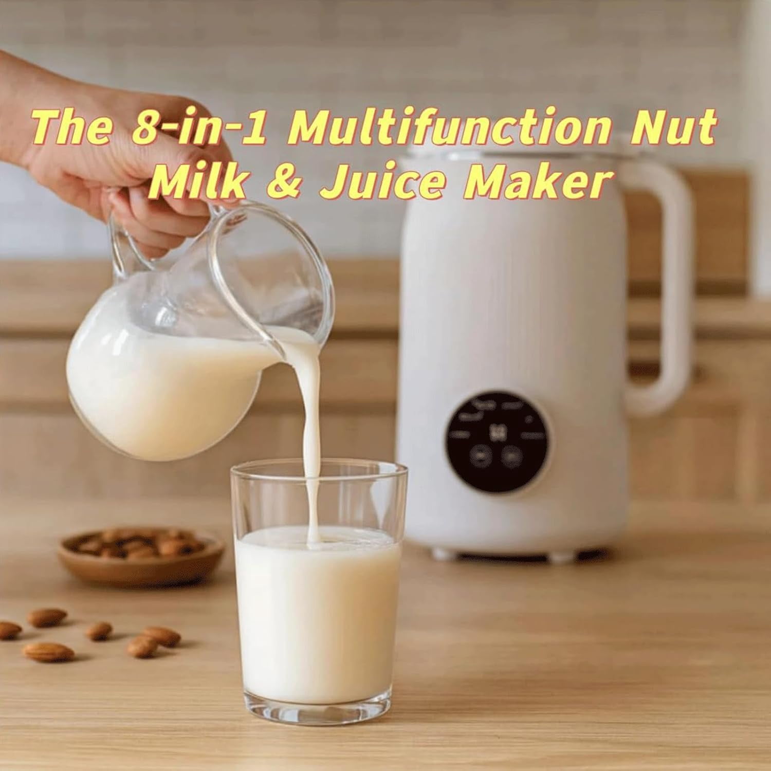 The 8-in-1 Multifunction Nut Milk & Juice Maker, 41oz Nutmilk Maker Blender, Automatic Soybean Oat Machine with Delay Start/Keep Warm/Boil Water, BPA-Free, Self-Cleaning