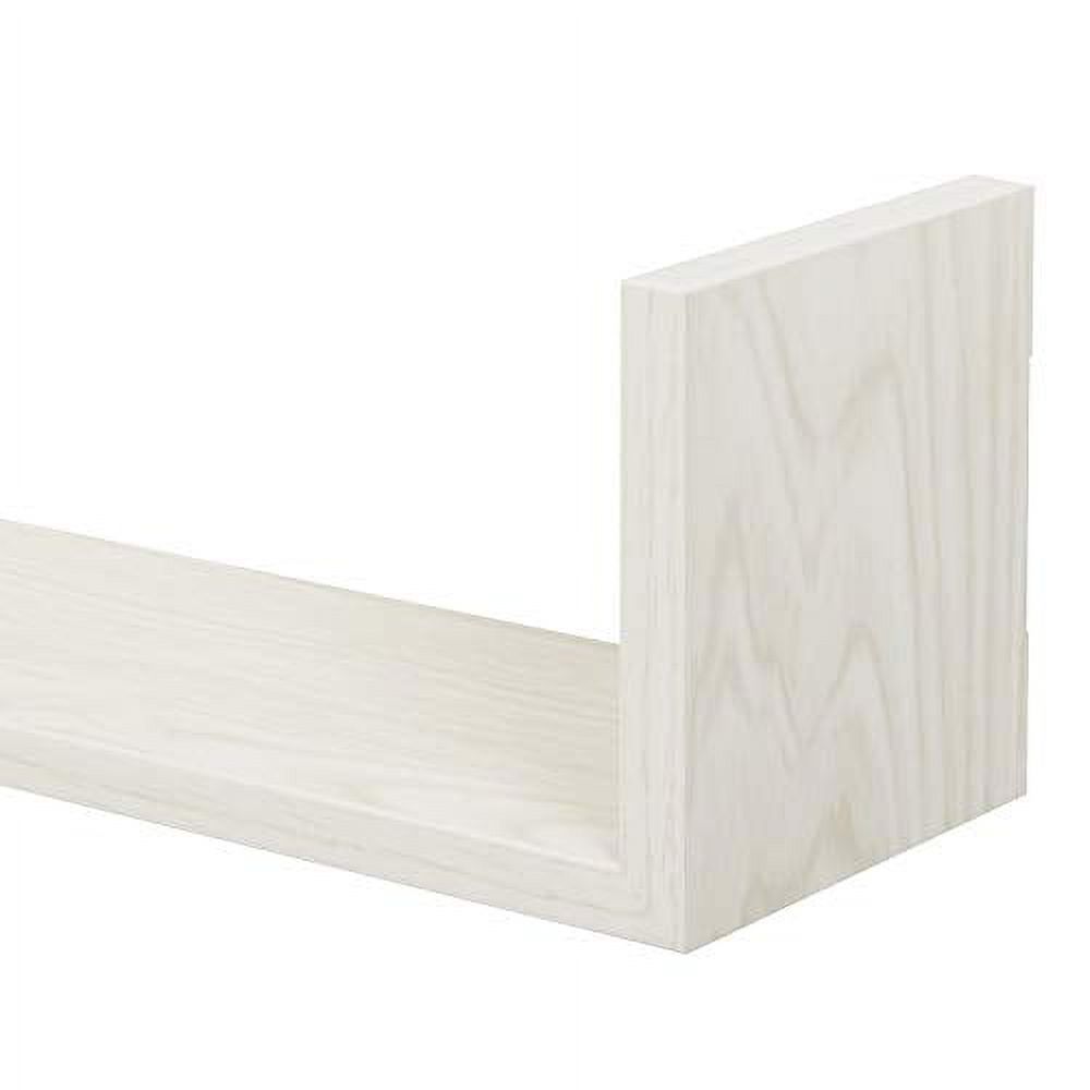 Americanflat Light Wood Finish Floating Shelves - Set of 3 - U Shaped Wall Mounted Display Ledges for Bedroom, Living Room, Bathroom, Kitchen, and Office