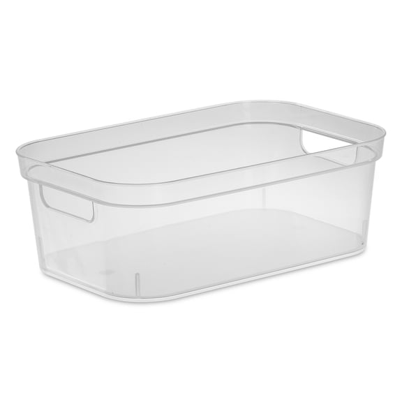 Sterilite Small Storage Bin, Clear Plastic, Easy Access Container with Carry Handles, 8 Count