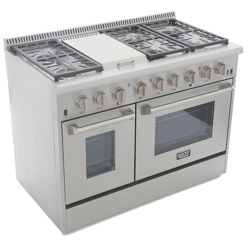Pemberly Row Stainless Steel Dual Fuel Natural Gas Range in Silver