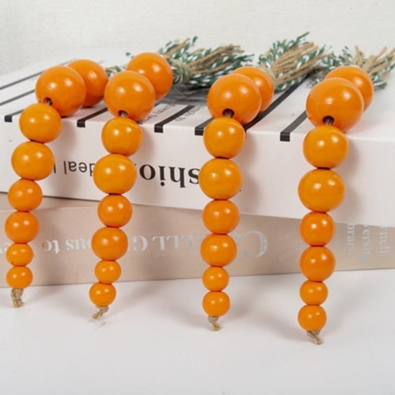 JHdrYfe Decoration, 4pcs Beaded Carrot Rustic Spring Wood Tiered Tray Decorations, Easter, Orange, 8.66"