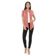 thumbnail image 5 of Women's Casual Solid Short Sleeve Basic Open Draped Front Cardigan Office Wear, 5 of 6