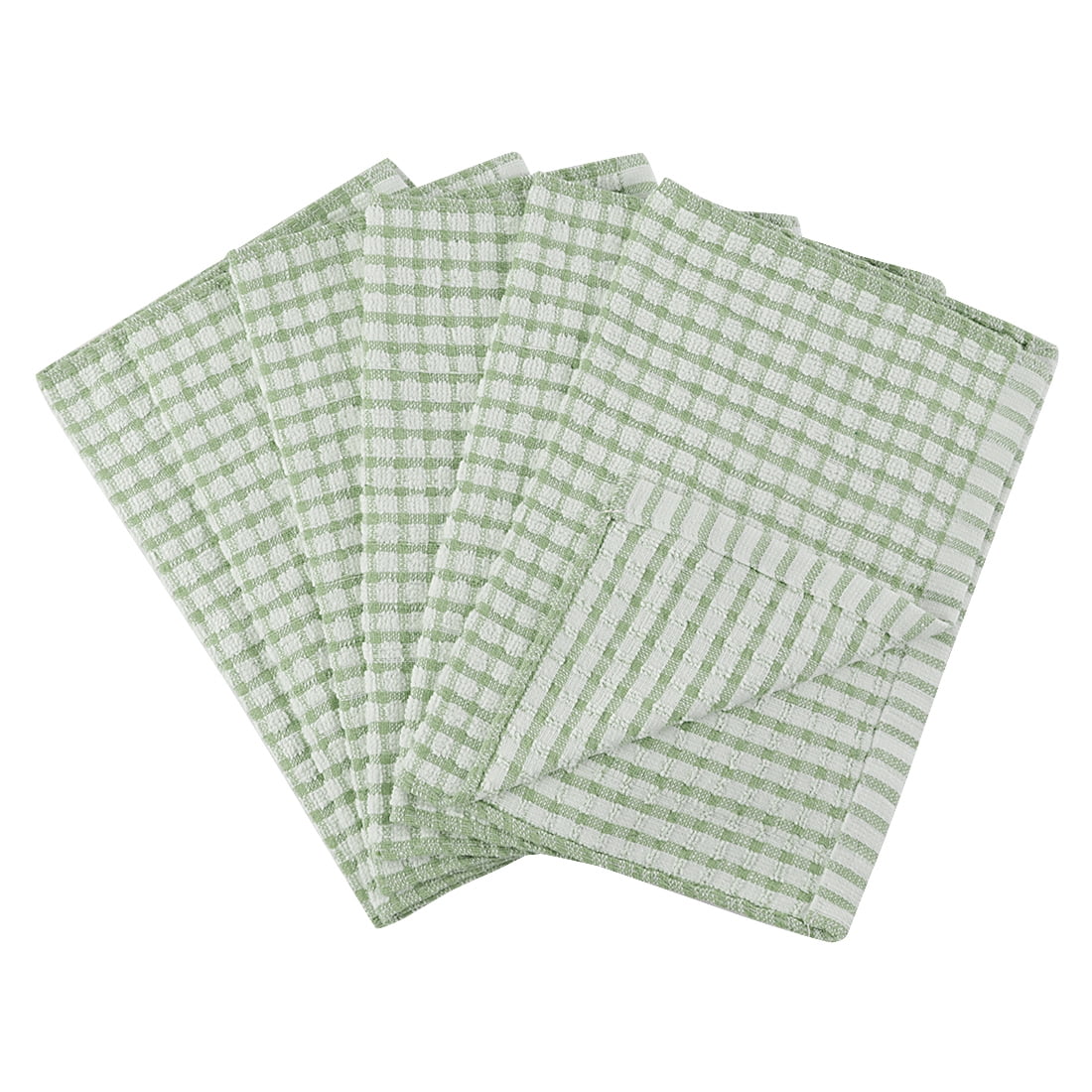 Unique Bargains Cotton Absorbent Kitchen Dish Cleaning Towels Green