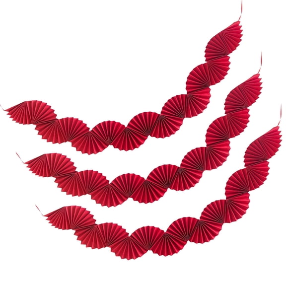 CIYISON 3pcs Colorful Paper Fan Shaped Banners Party Supplies Pull Flag for Weddings