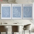 thumbnail image 4 of 3pcs Frameless French Matisse-Inspired Botanical Leaf Wall Art Set - Large Minimalist Blue & White Line Drawings, Soft Blue Canvas Prints for Modern Scandinavian Bohemian Decor, French Text Labels (, 4 of 4