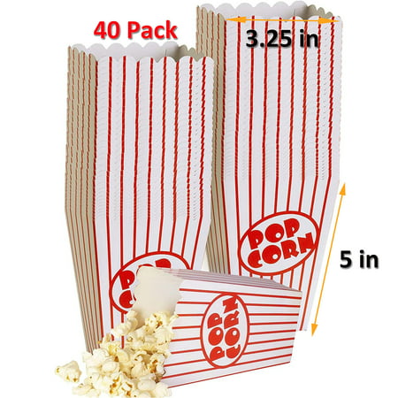 

Movie Night Popcorn Boxes for Party (40 pack) - Paper Popcorn Buckets - Red and White Popcorn Bags for Popcorn Machine Movie Theater Decor Popcorn Container Carnival Circus Party Popcorn Bowl