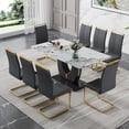 thumbnail image 2 of Sumdeal 67"Big Long Morden Black Faux Marble Dining Room Table Set for 8,Dining Table Sets for 8,9 Piece Rectangle Dining Table Set &8 Pu Leather Upholstered Chairs Ideal (Gray, Set of 8), 2 of 9