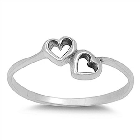 Girl's Double Heart Cute Ring New 925 Sterling Silver Girlfriend Band Size (Best Ring For Girlfriend)