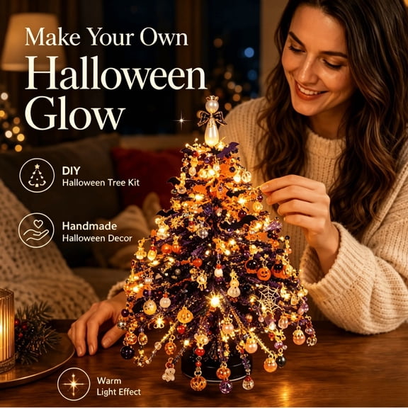 DIY Beaded Halloween Kit with String Lights, 3D Crystal Bead Holiday Craft Set, Tabletop Decor for HalloweenHome Decoration and Gift Giving