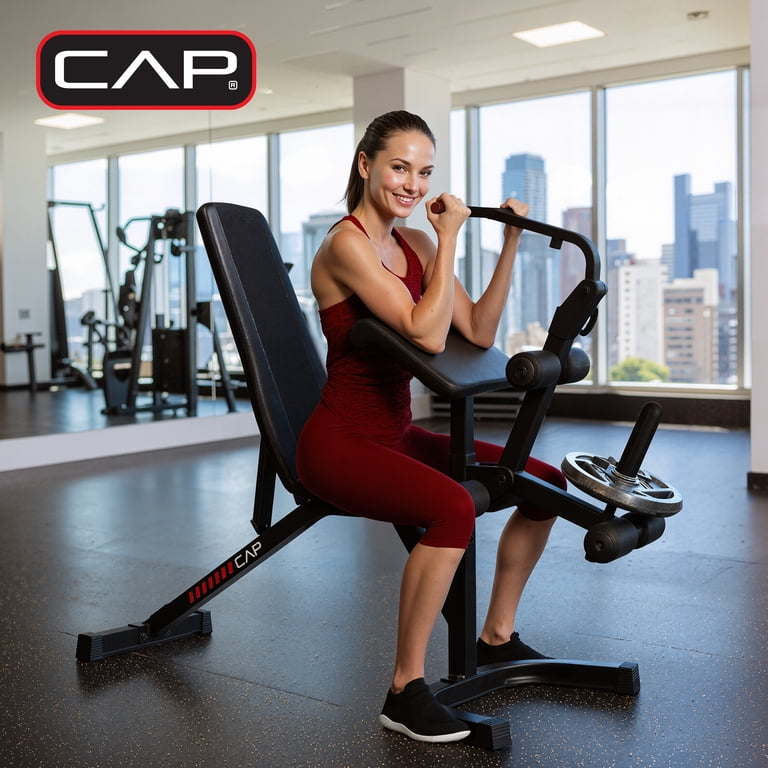 CAP Deluxe Adjustable Weight Bench, Preacher Curl Leg Press photo 7