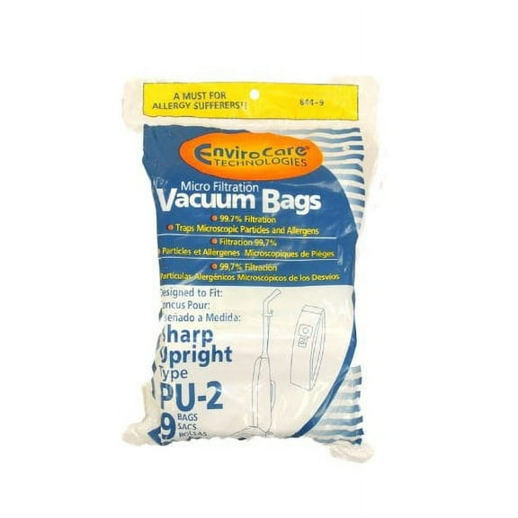 Enviro Sharp Upright Type PU-2 Vacuum Bags - 9 Pack