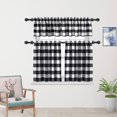 thumbnail image 1 of 3 Pieces Tier Curtains and Valance Set Black White Farmhouse Kitchen Window Tiers Classic Buffalo Check Small Short Bathroom Curtain Cotton Blended Plaid Gingham Half Window Cafe Curtains 36", 1 of 4
