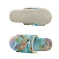 thumbnail image 5 of COEQINE Sea Turtle Plumeria Starfish Womens Fluffy Slippers Soft Warm Slippers Indoor House Slides Open Toe Bedroom Sandals Trendy Slip On House Shoes for Home Bedroom Living Room, 44-45, 5 of 7