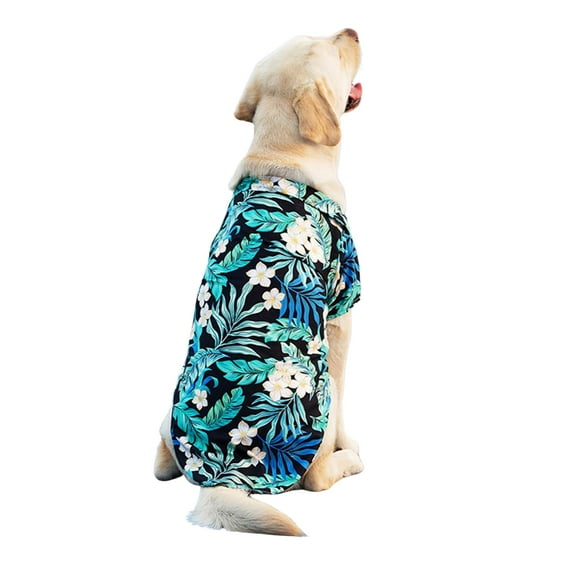 Dog Hawaiian Shirt Costume, Dog's Cool T-Shirts Summer Clothes, Hawaiian Shirt for Small Medium Large Dogs, Design for Summer Luau Style Beach Camp Vacation Black XS
