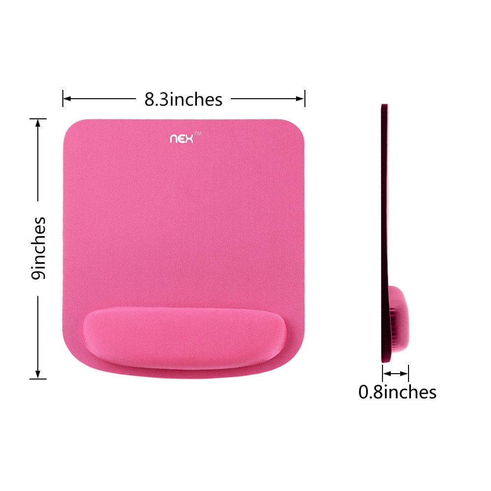 NEX Mouse Pad with Memory Foam Wrist Rest, Non-slip Rubber Base Mouse Mat for Typist Office (Pink)