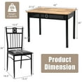 thumbnail image 2 of Patiojoy 5 Piece Dining Set Wood Metal Table and Chairs Kitchen Furniture Black, 2 of 8