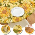 thumbnail image 4 of Round Fitted Tablecloth with Bold Sunflower Pattern, Elastic Hem, Water-Repellent Polyester, Fits 44-52", 4 of 7
