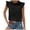 Black, variant on Trendfront Womens Summer Crew Neck Short Sleeve Tops Casual Sweet Lace Ruffle Sleeve Tees Solid Color Plain Fashion Apparel T-Shirts