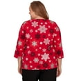 thumbnail image 2 of Alfred Dunner Womens Plus-Size Embellished Snowflake Pleated Neck Top, 2 of 4