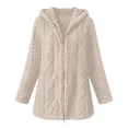 thumbnail image 6 of Fleece Jackets for Women Plus Size Hooded Long Sleeve Solid Color Warm Winter Coat Casual Thicken Fleece Lined Cardigan Outerwear, 6 of 9