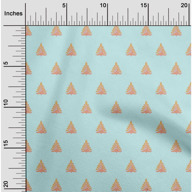 oneOone Silk Tabby Fabric Floral Block Print Fabric By The Yard 42 Inch Wide