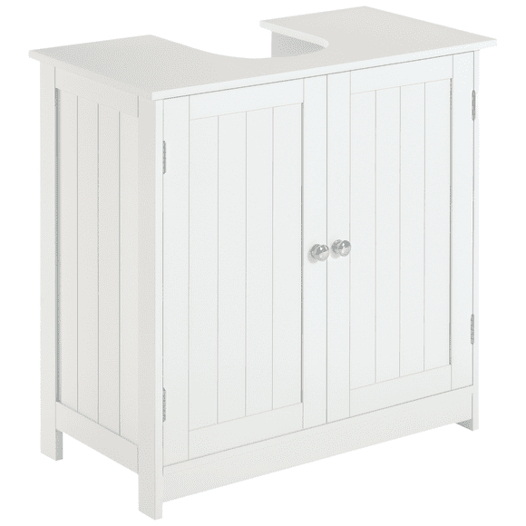 CoSoTower Under Sink Bathroom Cabinet with 2 Doors and Shelf, Pedestal Sink Bathroom Vanity Furniture, White