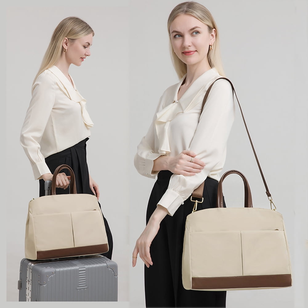 High Capacity 15" Laptop Bag Messenger Work Tote For Women Water Resistant Travel Handbag Shoulder Bag with Back Luggage Sleeve