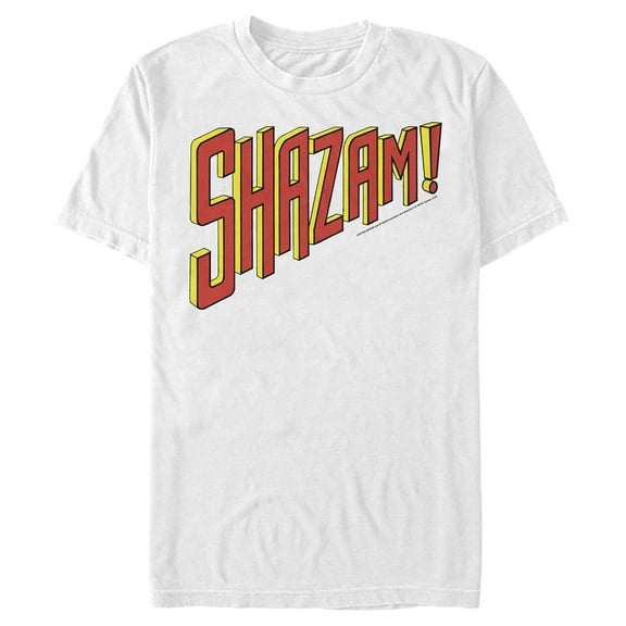 Men's Justice League Shazam Text Logo  Graphic Tee White Small