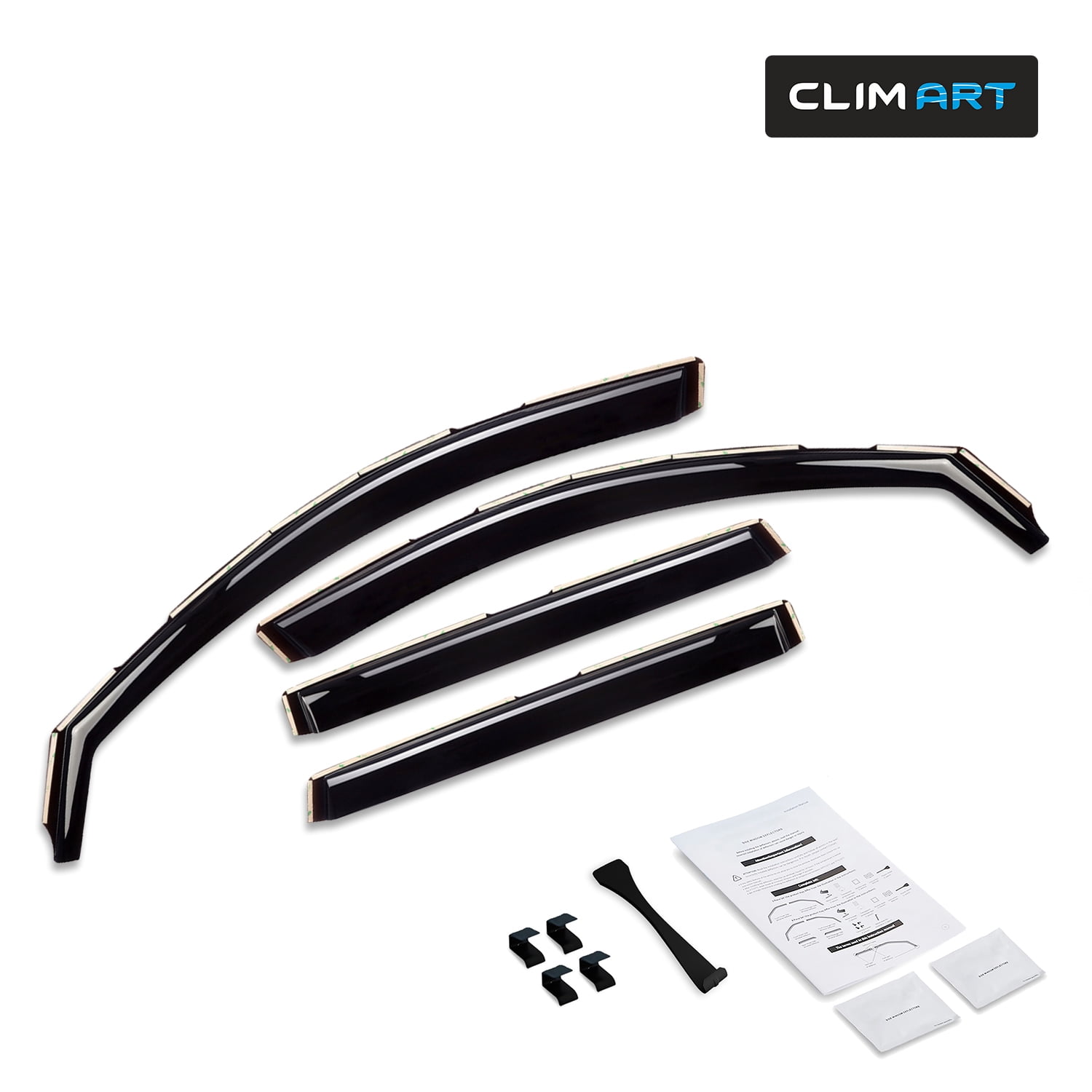 CLIM ART in-Channel Incredibly Durable Rain Guards for Jeep Cherokee 2014-2023, Dark Smoke Car Accessories, Vent Window Visors, Vent Deflector, Original Window Deflectors, 4 pcs - 614031