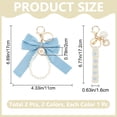 thumbnail image 2 of Bowknot Pearl Keychain Blue Women with Wristlet Bracelet Lobster Clasp Cute Bag Charm Keyring Stainless Steel Hoop for Purse Bag Car Handbags Tote Bag Backpack Pendant Accessories Blue, 2 of 6