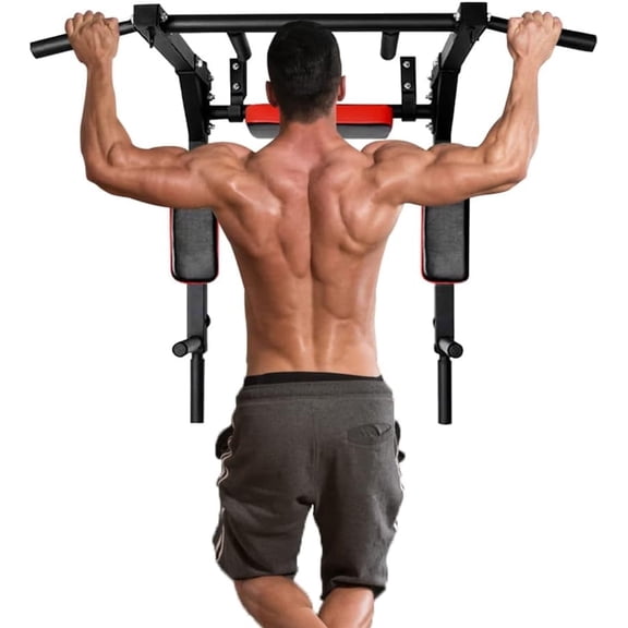 Multi-functional Wall Mounted Pull Up Bar Heavy Duty Chin Up Bar for Home Gym Indoor Upper Body Workout, Power Tower Set Training Equipment Fitness Dip Stand Supports to 440 Lbs