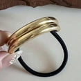 thumbnail image 6 of Momihoom Metal Hair Ties, Ponytail Hair Cuff, Gold Ponytail Cuff Silver Metal Hair Ties, Fashion Ellipse Elastic Hair Band, Geometric Hollow Gold Head Wear, Metal Hair Ties, 6 of 8