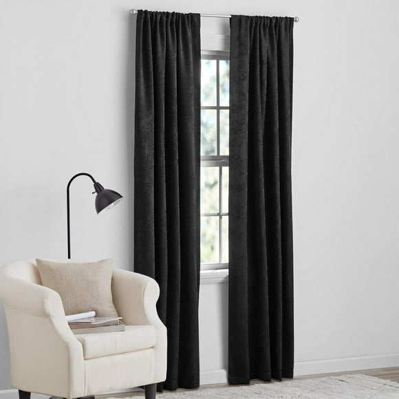 Mainstays Sheen Rod Pocket Blackout Window Curtains Panel Pair, 37" x 84"