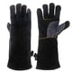 thumbnail image 1 of 14 inch Guantes de cuero resistentes al calor y al fuego extremos con costuras de Kevlar, perfectos para chimenea, estufa, horno, parrilla, soldadura, barbacoa, 1 of 5