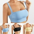 thumbnail image 5 of Backless Sports Bra for Women Square Neck Gather Push Up Bralette Pull-On Medium Support Padded Gym Workout Bras, Sky Blue, XL, 5 of 6