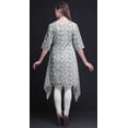 thumbnail image 3 of Bimba Hauts Imprimés Feuilles Artistiques Blanches pour Femmes Kurti Asymétrique Robe d'Été pour Filles Grande Taille, 3 of 6